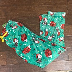 Snoopy Men’s Pajama Pants Christmas Lights  Gifts New Green